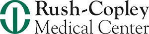 The image displays a logo with text that reads Rush-Copley Medical Center accompanied by a phone number, indicating it is likely related to healthcare services.